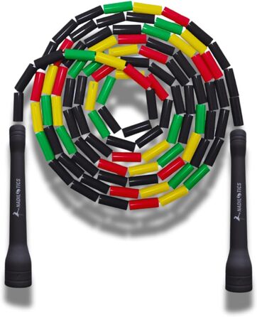 Стрибкове канат Elevate Rope Professional з перлинками, 3м, регульований, поліестер, для фрістайлу, кардіо та трюків, для всіх рівнів, для використання в приміщенні та на вулиці (Rasta)