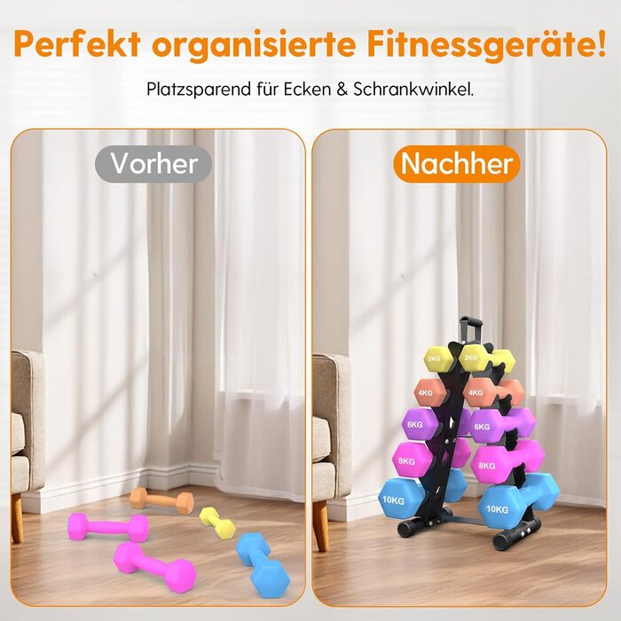 Металевий стійка для гантелей на 5 ярусів, A-подібна рама з ручкою, компактна тренувальна стійка для домашнього спортзалу (гантелі продаються окремо)