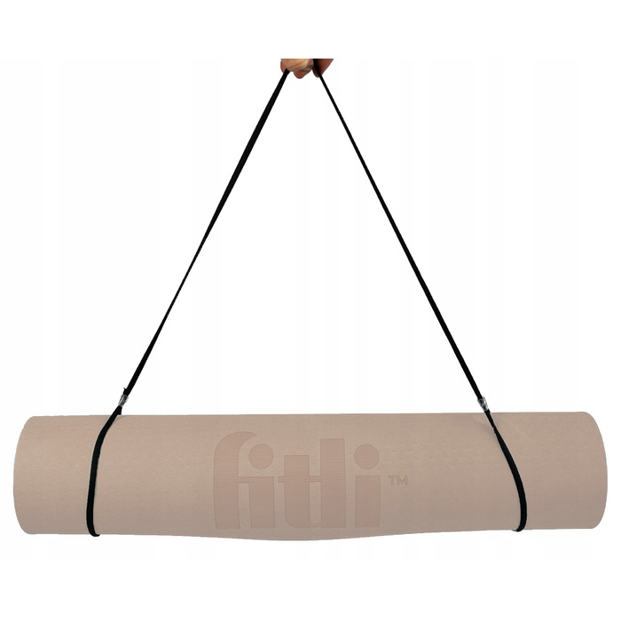 Фітнес-килимок Fitli протиковзкий, бежевий, TPE, 183x61 см