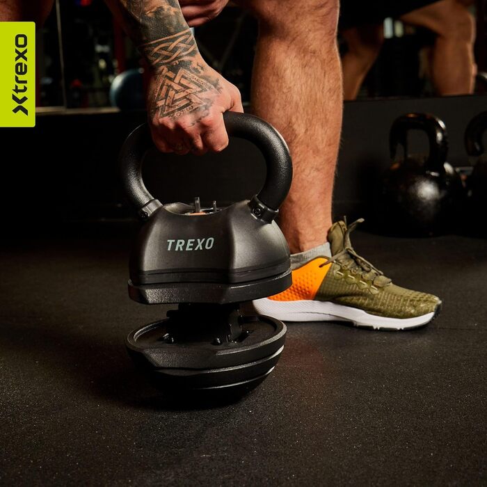Кетлбел XTREXO регульований, зміна ваги 4/7/9/11/14 кг, чавунний, для CrossFit, професійний