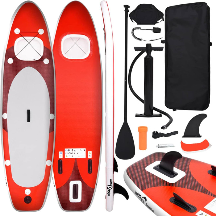 Надувна SUP-дошка LAPOOH 330x76x10 см червона, комплект для сапбордингу з веслом і сидінням