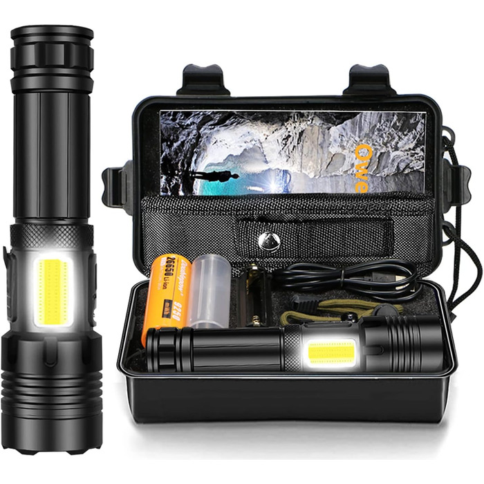 Ліхтар LED 20000 Люмен, USB-C, XHP77.2, Zoom, IPX67, 7 режимів, для кемпінгу та надзвичайних ситуацій