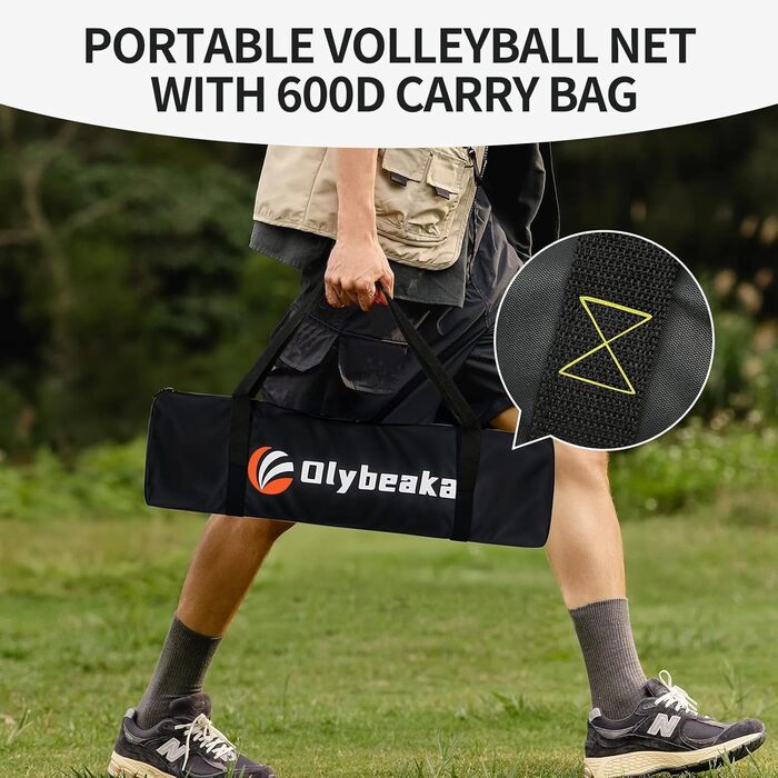 Волейбольний набір для гри на вулиці – портативний, регульована висота, міцне сітка, м'яч PU, насос, сумка, легка установка, для двору, пляжу, парку, ідеально для сімейних ігор