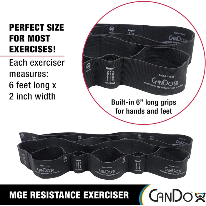 Еспандер-стрічка CanDo Multi-Grip для фітнесу, чорна, надсильна