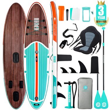 Надувне SUP-борд Niphean з сидінням та аксесуарами, 320 см, для 2 осіб, 200 кг, Classic Wood Grain, StabilTrac-Fin