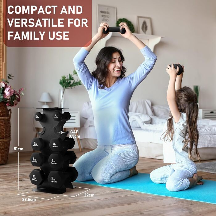 Набір гантелей Kurzhandel-Set 30 кг з підставкою для дому та фітнес-залу | Küstenbrise (повний чорний)