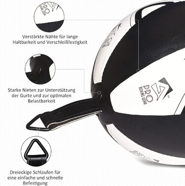 Набір боксерських мішок AQF: боксерський мішок, мішок-груша, шкіряний, для тренувань, професійний, чорно-білий