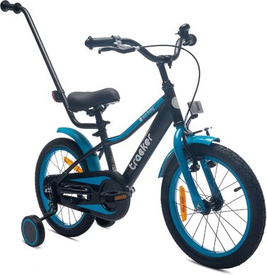Дитяче велосипед Sun Baby Tiger Tracker 14/16 дюймів для хлопчиків. Легкий, з додатковими колесами та штовхачем, 2-6 років. BMX, блакитний.