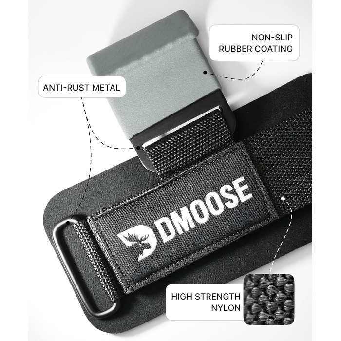Набори для тренувань DMoose Fitness для чоловіків та жінок (пара) - міцний нейлон з ремінцями на зап'ясті 8 мм - допоміжні засоби для тренувань у залі для пауерліфтингу та станової тяги - фітнес-помочники (сірий)