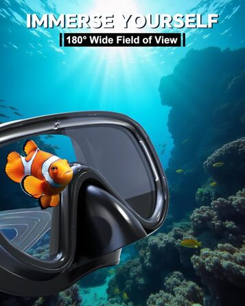 Набір для снорклінгу G2RISE для дорослих, маска для плавання та трубка, чорний+темно-зелений