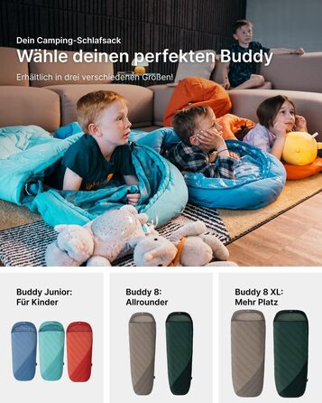 Дитячий спальник Qeedo Buddy Junior для кемпінгу (10-25°C), 3 сезони, кораловий (до 140 см / 10 років)