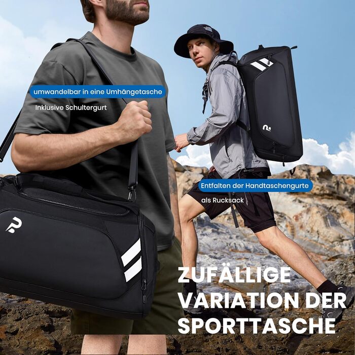 Спортивна сумка для чоловіків та жінок, 58L, велика дорожня сумка з відділенням для взуття та мокрих речей, сумка для тренувань, сауни, фітнесу, спортзал, подорожі