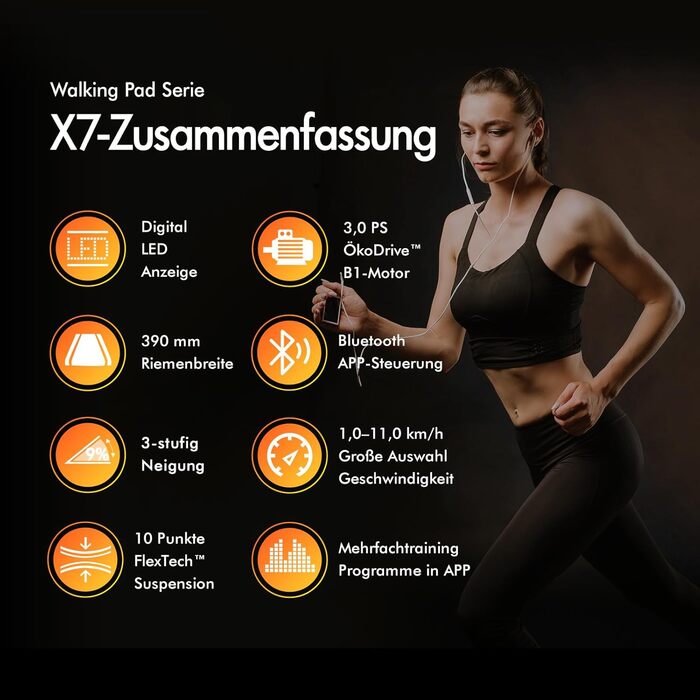 Біговий тренажер BLACK LORD X7 - Walking Pad з тихим мотором 3.0PS, до 130кг, Bluetooth, 3 рівня нахилу, антиковзаюча поверхня (Срібний)