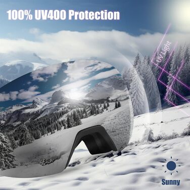 FEISEDY Лижна маска OTG з магнітною змінною лінзою, 100% UV-захист, антифог, для чоловіків і жінок, для окулярів, сноуборд, катання на лижах, велосипед, зимові види спорту, біла дзеркальна лінза, матово-чорна оправа