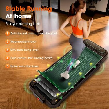 Бігова доріжка Alphaflow для дому та офісу, складана Walking Pad з нахилом 4%, LED-дисплеєм та пультом керування