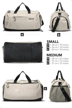 Спортивна та туристична сумка Fitgriff® для жінок та чоловіків з відділенням для взуття та мокрих речей - ідеальна для спорту, фітнесу та подорожей (Бежевий, 58 x 31 x 31 см)