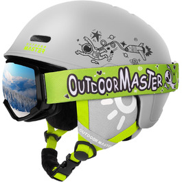 Дитячий лижний шолом і маска OutdoorMaster, сноубордичний шолом із міцної PC-оболонки та EPS-піни, 12 вентиляційних отворів, регульований, сертифікований, для хлопчиків і дівчаток