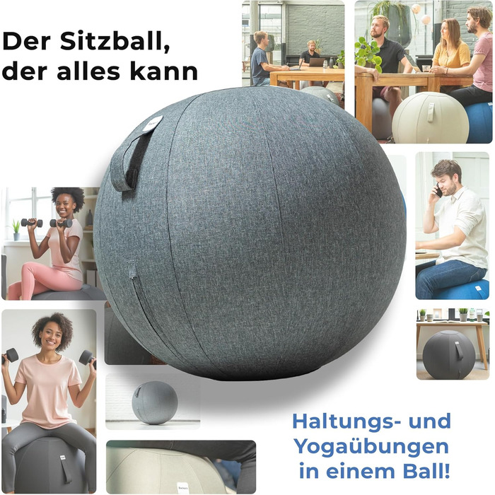 Фітбол для офісу та дому Ergonomisch - Ергономічне крісло-фітбол, 65 см, сірий