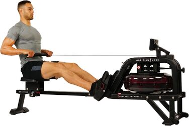 Водний гребний тренажер Sunny Health & Fitness Obsidian SF-RW5713 з LCD-дисплеєм, ергометром, комп'ютером тренувань, сумісний з пульсометром, до 113 кг