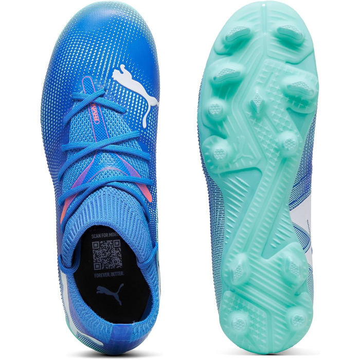Дитячі футбольні бутси PUMA Future 7 Match Bna Fg/Ag Jr - блакитний/білий/м'ятний, 38.5 EU