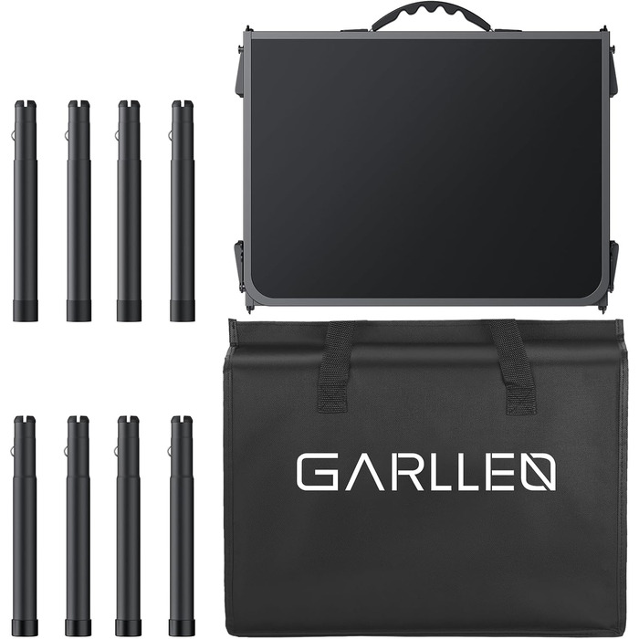 Складаний туристичний стіл GARLLEN 87x40 см, 3 положення висоти (26/48/70 см), чорний. Підходить для кемпінгу, пікніка, саду, грилю.