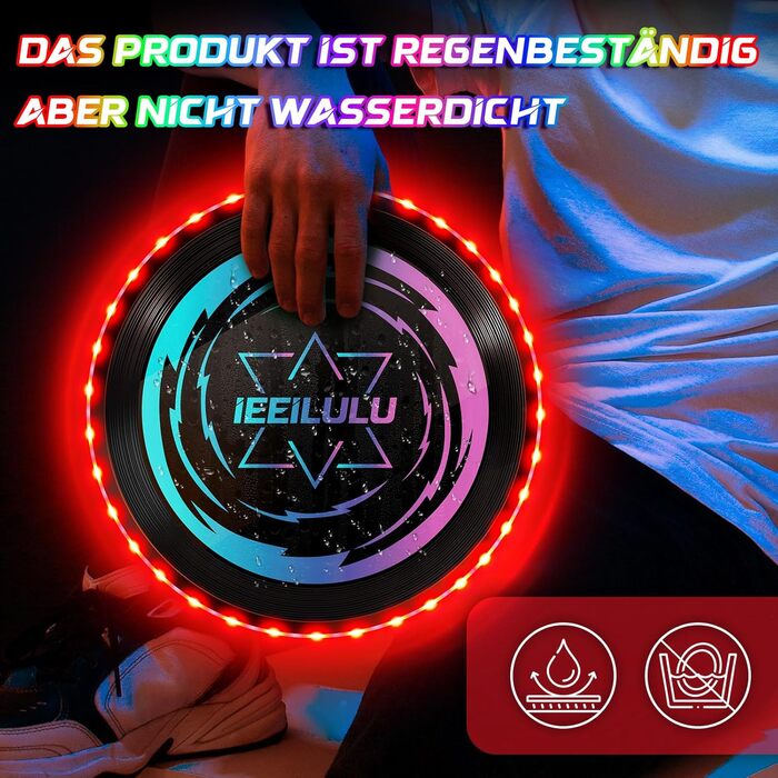 Світлодіодний фрізбі IEEILULU: LED-диск для активного відпочинку (червоний) - для дітей та дорослих, для пляжу, газону, вулиці