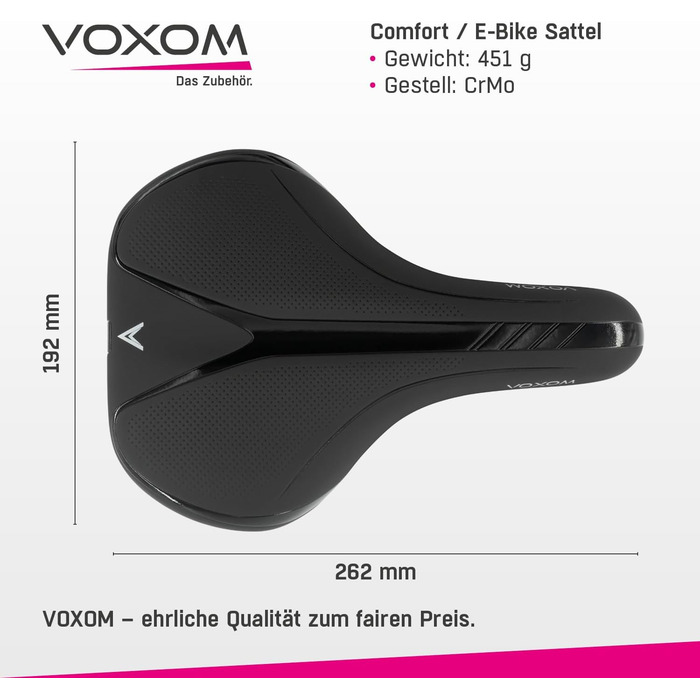 Сідло Voxom SA7 чорне для міського електровелосипеда, універсальний розмір