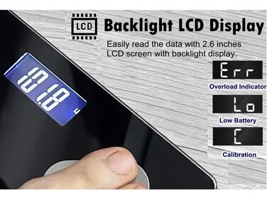 Вага NUTRI FIT для вимірювання жиру в тілі, розумна персональна вага з цифровим дисплеєм, вимірювання BMI, жиру, м'язів, води, склад тіла, LCD-дисплей, 150 кг, 26x26 см, чорний