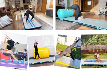 Надувний гімнастичний мат для тамблінгу та акробатики з електричним насосом, рожевий (2*1*0.1м)