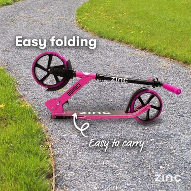 Самокат дитячий Zinc Big Wheel Pink/Black для дітей від 6 років, складаний, колеса 200мм, гальмо, до 100 кг