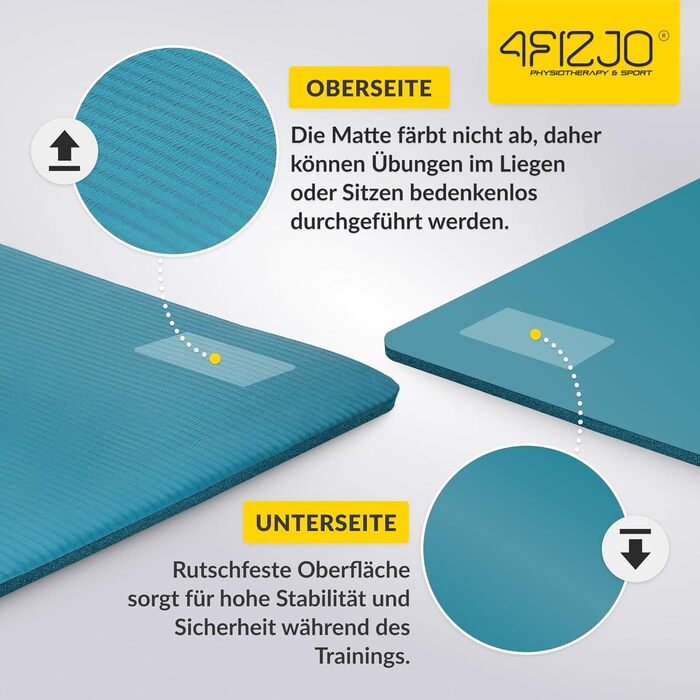 Фітнес-мат 4FIZJO 180x60 см, NBR піна, зелений, для йоги, пілатесу, спорту та гімнастики, з ременем для переноски, 1.5 см