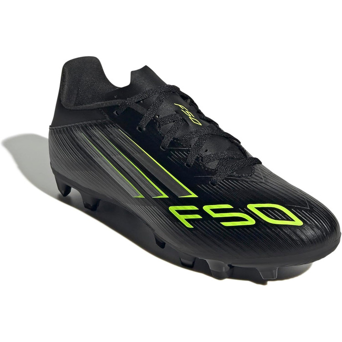 Футбольні бутси Adidas F50 Club для твердого/багатоповерххового поля, 36 2/3 EU, чорний/металік/лимонний, унісекс