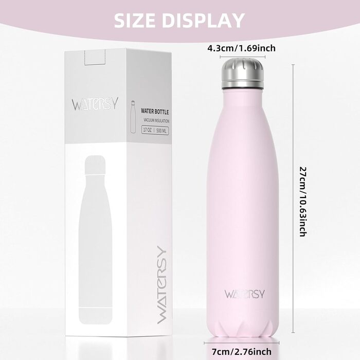 Термос-пляшка для спорту WATERSY 500 мл, нержавіюча сталь, дитяча, з подвійними стінками, чорна, без BPA