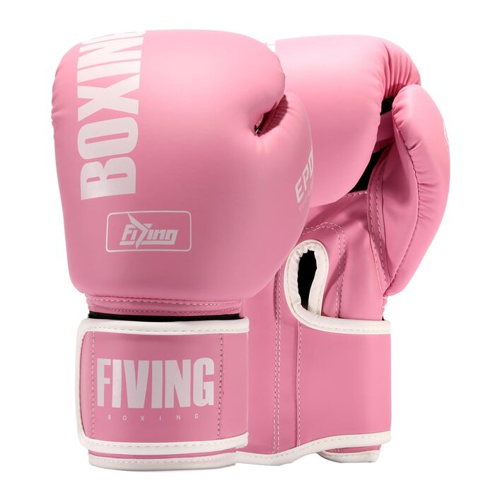 Боксерські рукавички жіночі FIVING Pro Style 12oz рожеві для тренувань, муай тай, спарингу, боксерського мішка, PU шкіра