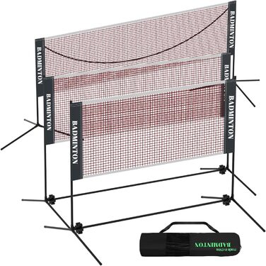 Мережа для бадмінтону та тенісу, 510 см, регульована висота, для саду та залу