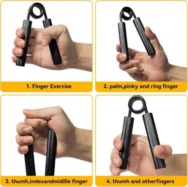 Набір з 4 еластичних тренажерів для рук та пальців, регулювання опору 22.5-90 кг, для спортсменів та відновлення, неслизьке покриття