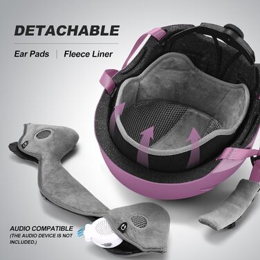 Шолом для лиж та сноуборду Odoland з маскою, захист UV 400, вітрозахист, розмір S (54-56 см), фіолетовий