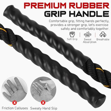 Важкий скакальний трос для дорослих, для фітнесу та нарощування м'язів, довгий, чорний, 0,5 кг