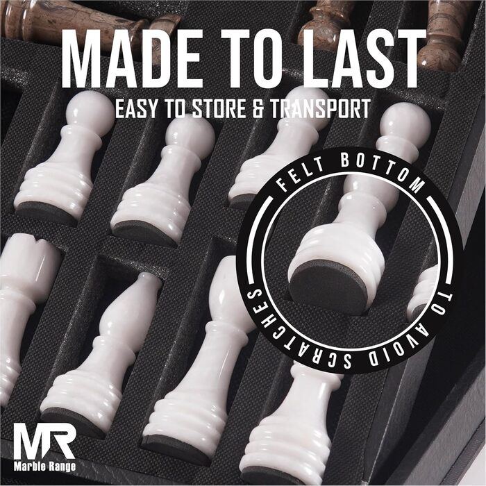 Шаховий набір з мармуру для дорослих, ручної роботи, з ігровим полем Verona & Green Onyx, 32 фігури, 2 додаткові королеви, коробка для зберігання, розкішна подорожна гра, елегантний подарунок для дому (Verona & Green Onyx) (Білий & Океанічний)