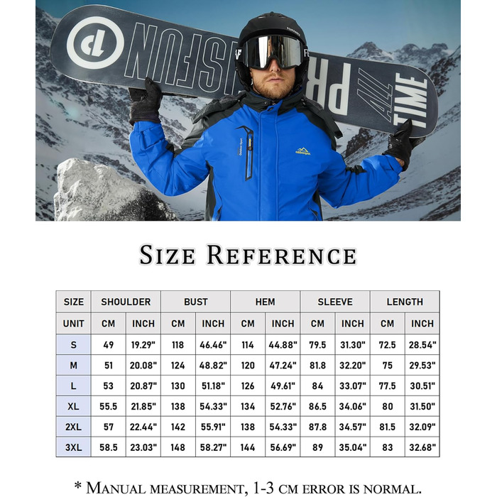 Зимова куртка KEFITEVD для чоловіків: водонепроникна, тепла, знімний капюшон, флісова підкладка (XXL, Королівський синій)