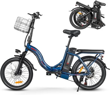 Електровелосипед складаний SAMEBIKE 20 дюймів, 36В/12Аг знімний акумулятор, гідравлічні гальма, для дорослих, чоловіків і жінок