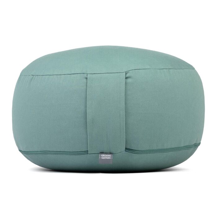 Подушка для медитації Bodhi Rondo ECO | Подушка для йоги з органічною гречаною лузгою | Чохол 100% бавовна, знімний, з ручкою | Висота 20 см, мінерально-синій колір