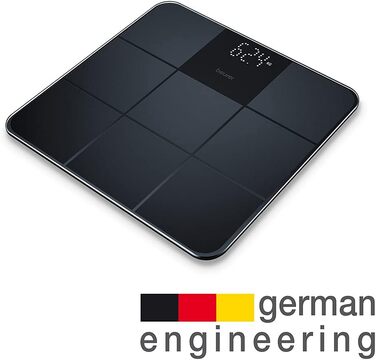 Beurer GS 235 електронна скляна вага для людей з Magic-Display, антиковзка матова поверхня під плитку, автоматичне вмикання/вимикання, чорна