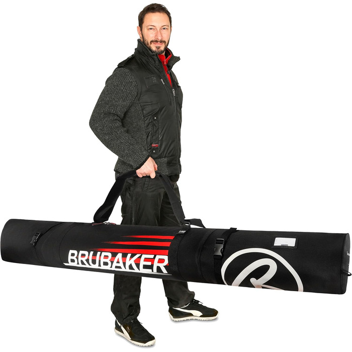Набір BRUBAKER Champion: мішок для лиж та чохол для лижних черевиків (190 см, чорно-червоний)