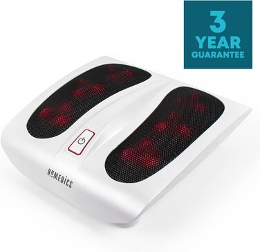 HoMedics електричний шиацу масажер для ніг з 18 масажними головками, функцією глибокої масажної терапії та підігрівом, білий – масажер для втомлених ніг і стоп, догляд та відновлення, преміум-якість
