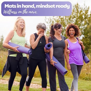 Йога мат TechFit з неслизькою поверхнею - для фітнесу, дому, пілатесу, кемпінгу, аеробіки (фіолетовий, 10 мм)