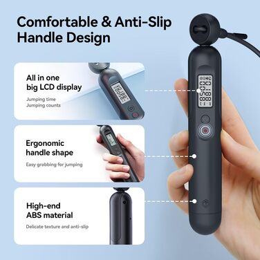 Скакалка Fitdays з лічильником, розумний вантажний канат для тренувань, регульований канат для початківців та професіоналів, Jump Rope з аналізом даних через APP, підрахунок калорій