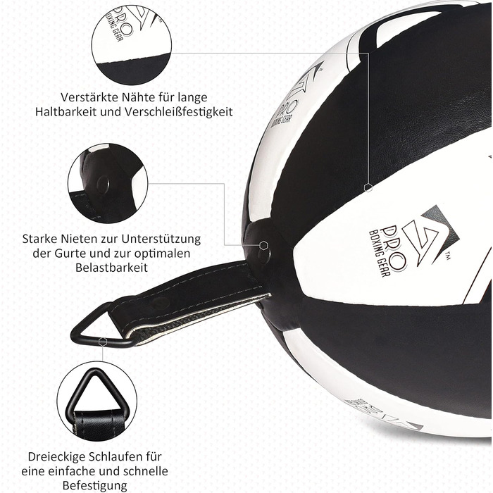 Набір боксерських мішок AQF: боксерський мішок, мішок-груша, шкіряний, для тренувань, професійний, чорно-білий