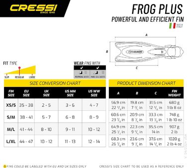 Ласти Cressi Frog Plus для дорослих M/L (41/44) чорний/сріблястий