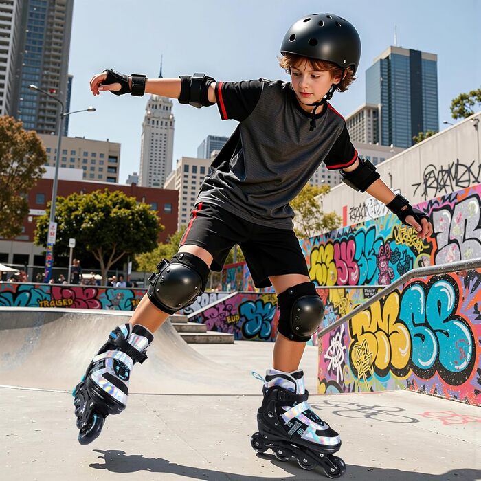 Регульовані роликові ковзани-ролики для дівчаток та хлопчиків, підшипники ABEC 7, високопружні PU колеса, алюмінієва рама, для вулиці, залу, дітей та дорослих